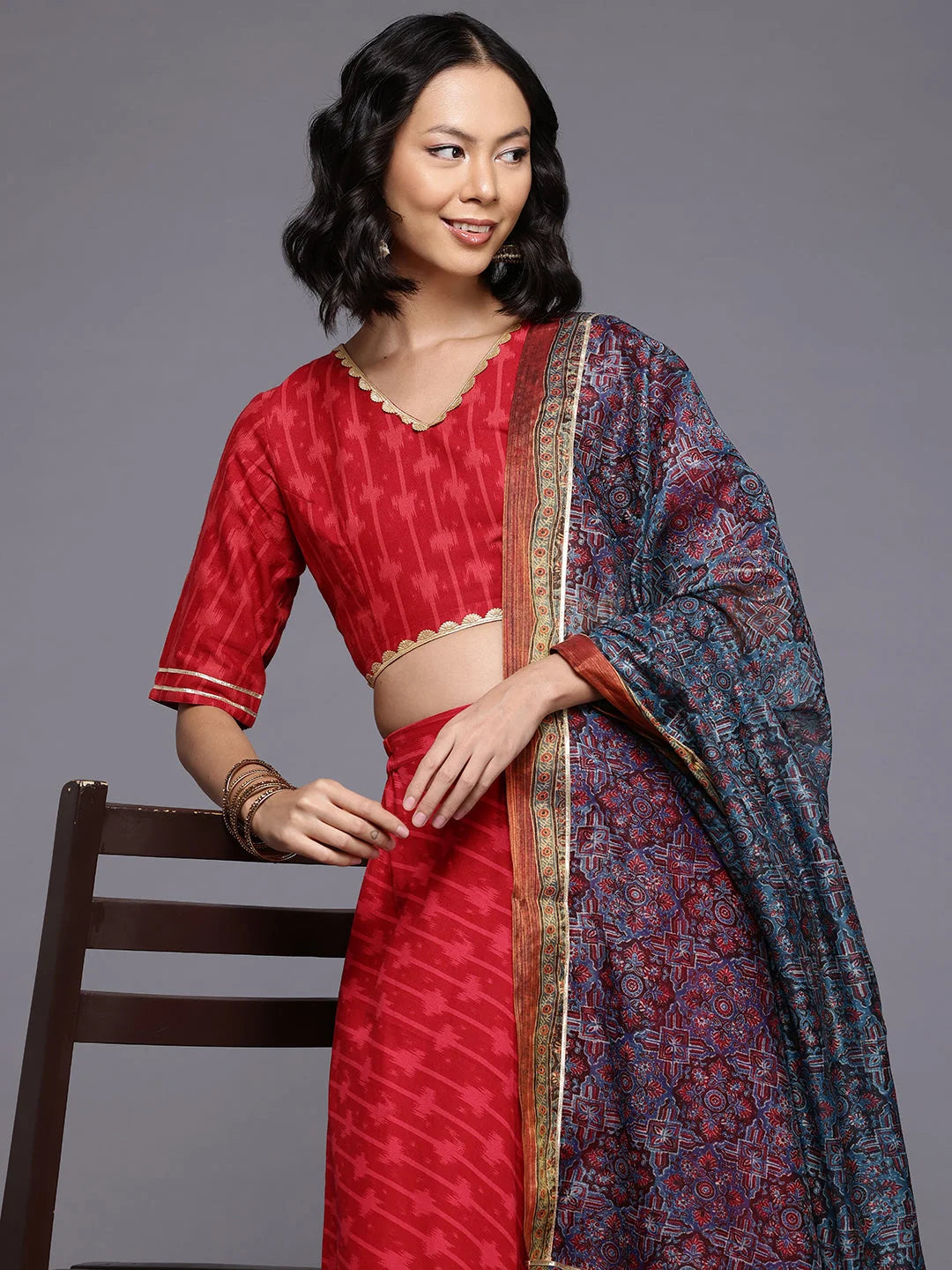 Cotton Lehenga Choli with Dupatta - Women's Designer Lehenga