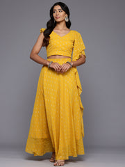 Printed Foil Print Ready to Wear Lehenga & Blouse With Dupatta-AHBLDUSK-COMBO-910