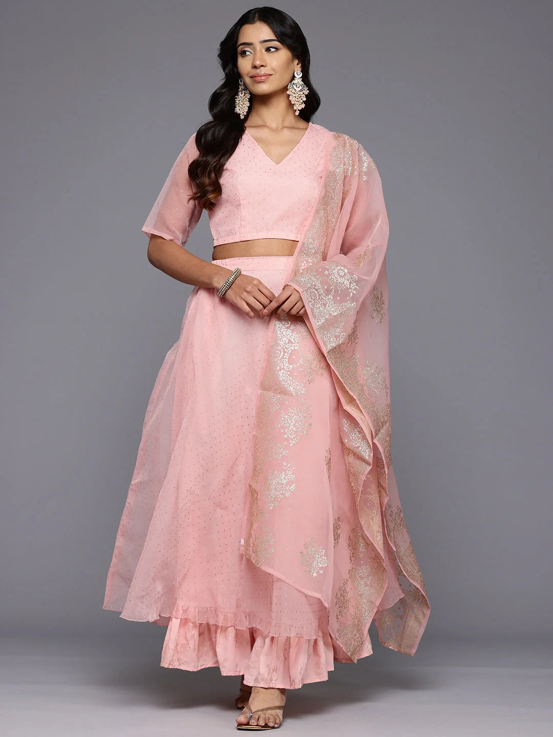 Printed Ready to Wear Lehenga & Blouse With Dupatta-AHBLDUSK-COMBO-925