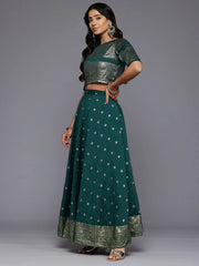 Printed Foil Print Ready to Wear Lehenga & Blouse With Dupatta-AHBLDUSK-COMBO-932