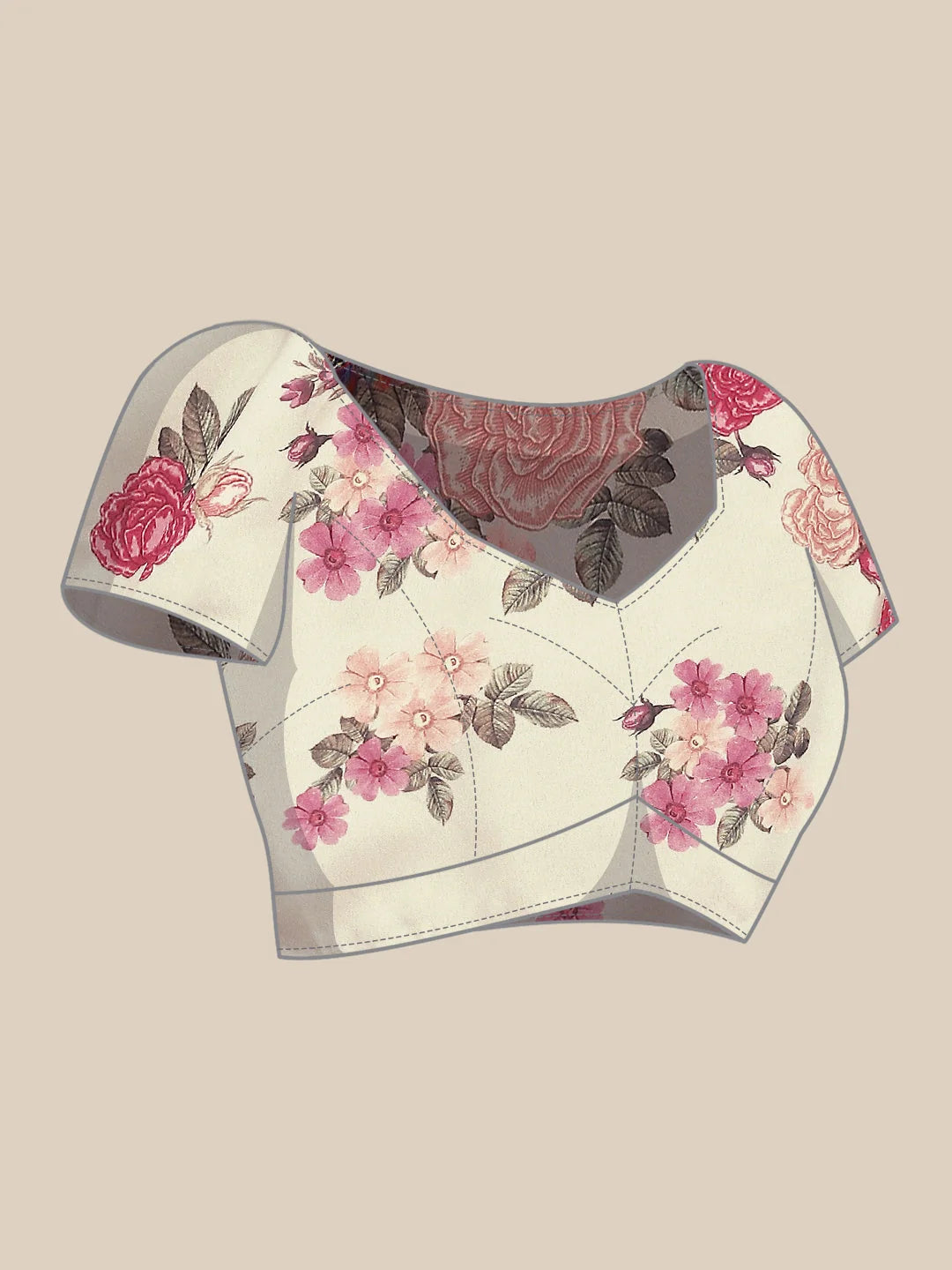 Draped Floral Co Ord Sets Women - Cream & Maroon 2 Piece Sets