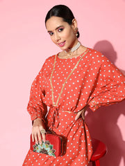 Red Printed Top & Skirt Co-Ords-AHBLSK-COMBO-535