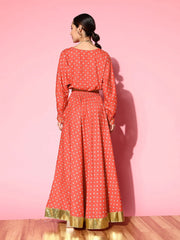 Red Printed Top & Skirt Co-Ords-AHBLSK-COMBO-535