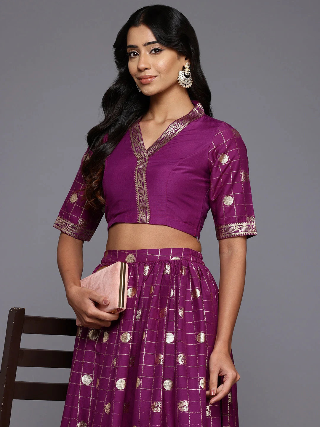 Foil Print Lehenga Choli with Dupatta: Women's Wedding Lehenga