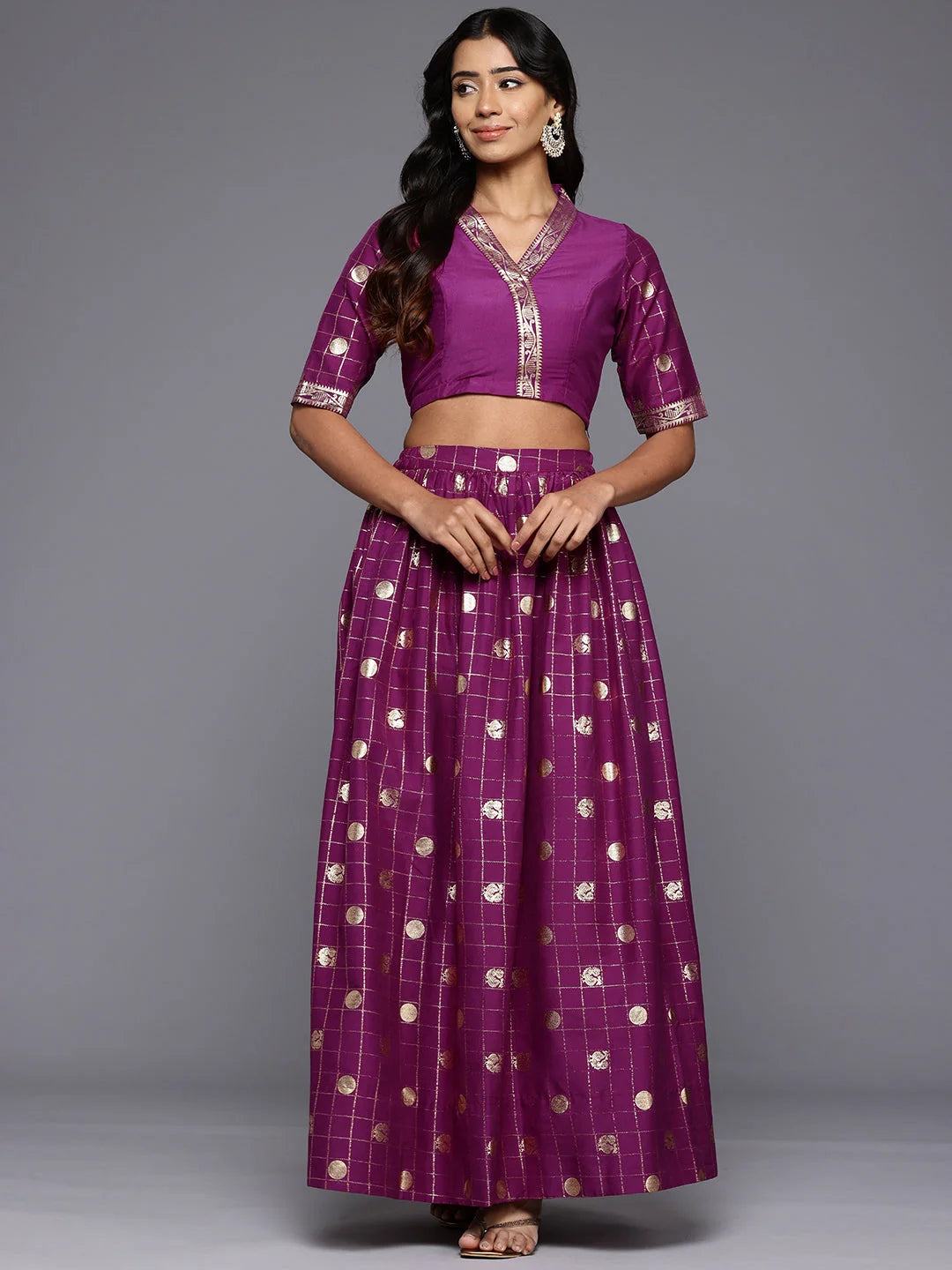 Foil Print Lehenga Choli with Dupatta: Women's Wedding Lehenga