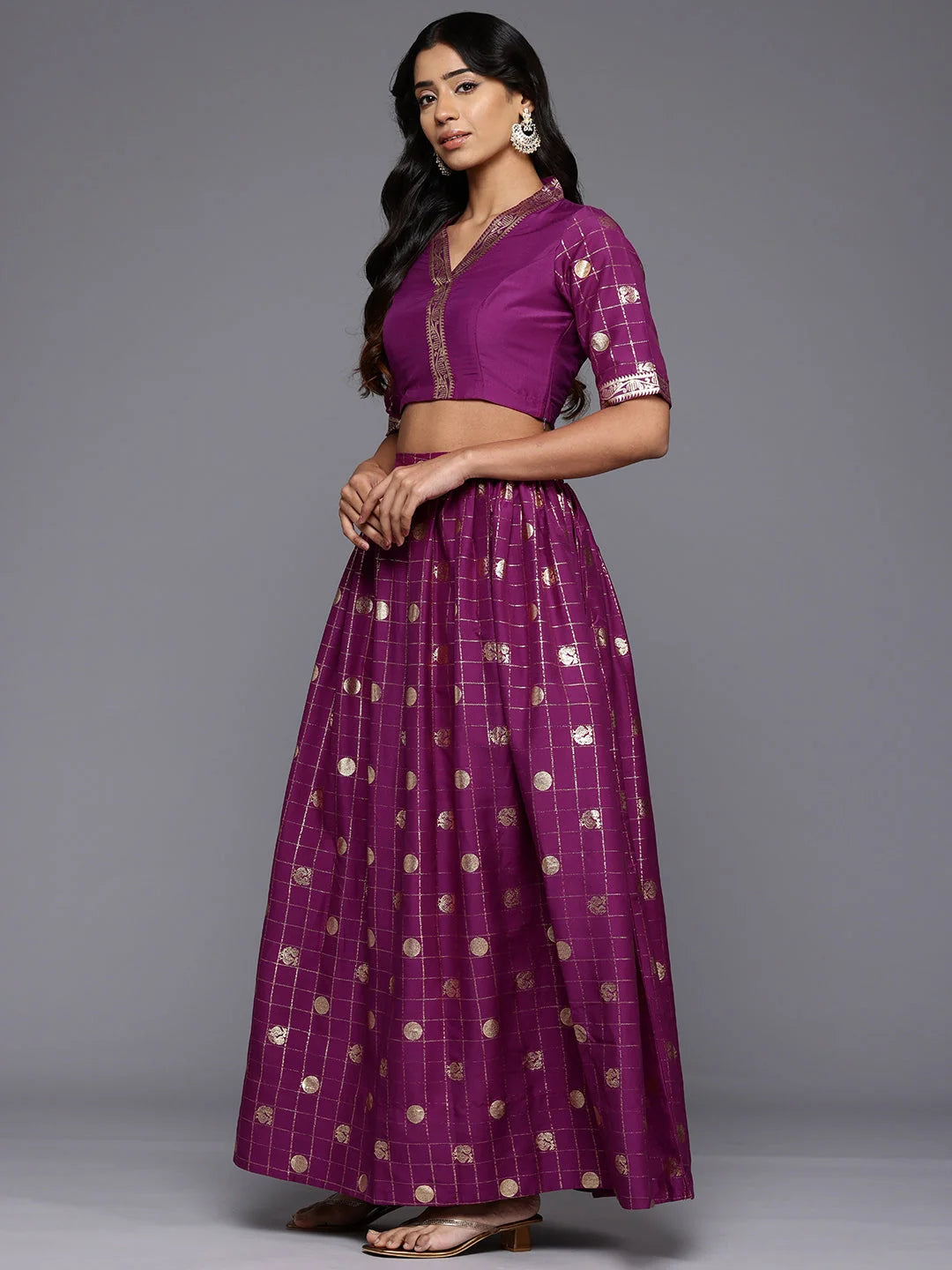 Foil Print Lehenga Choli with Dupatta: Women's Wedding Lehenga