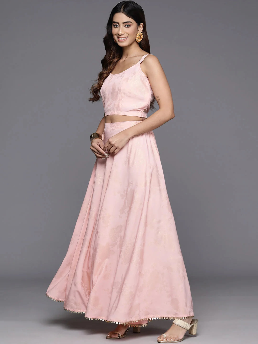 Floral Skirt & Shrug Set | Women's Lehenga Style | Polyester