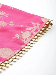 Pink Floral Printed Co-Ords Set with Sequins and Lace Detail-AHBLSKCP-COMBO-847