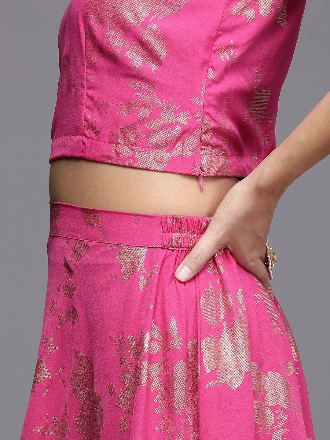 Pink Floral Co-ord Sets for Women | Sequin Detail Outfit