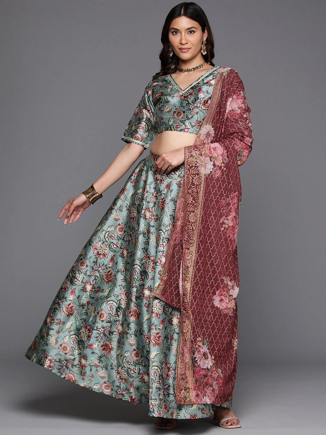 Printed Polyester Women's Lehenga Choli - Designer Ethnic Lehenga