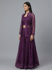 Embellished Top with Skirt & Jacket