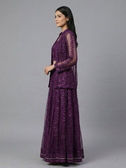 Embellished Top with Skirt & Jacket