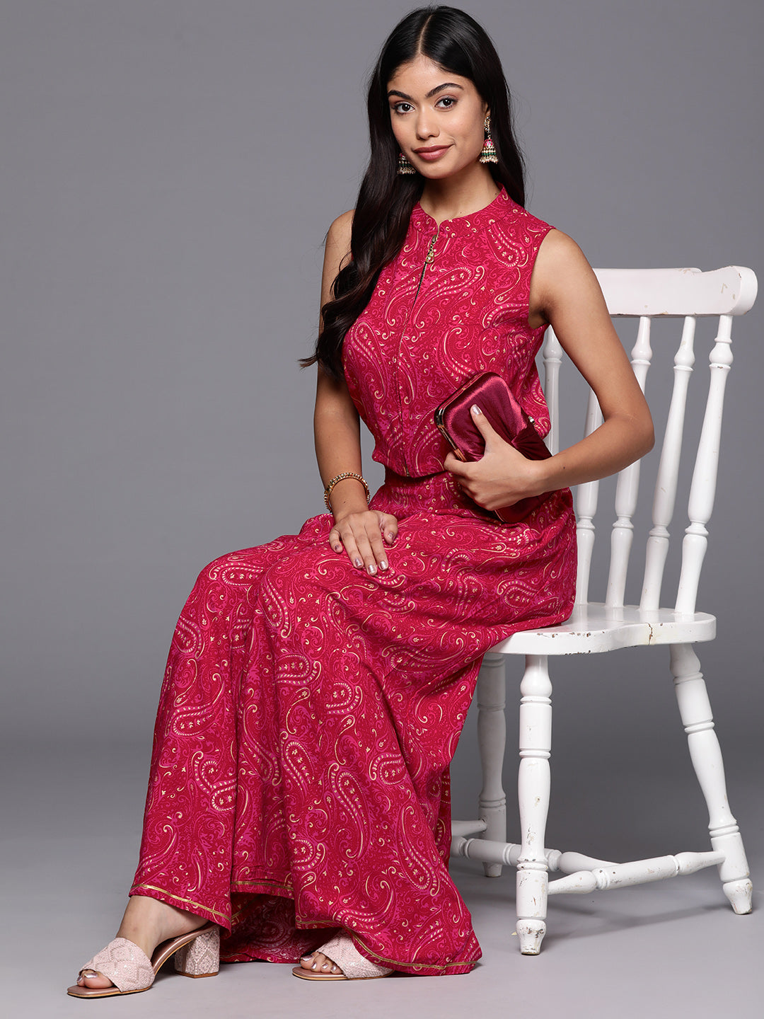 Women Printed Top with Palazzos-AHCTPZ-COMBO-854