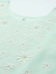 Sea Green Floral Printed Georgette Kurta-AHDRCHFP-1001-FF