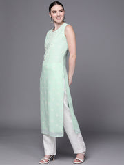 Sea Green Floral Printed Georgette Kurta-AHDRCHFP-1001-FF