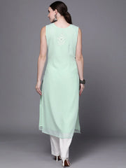 Sea Green Floral Printed Georgette Kurta-AHDRCHFP-1001-FF