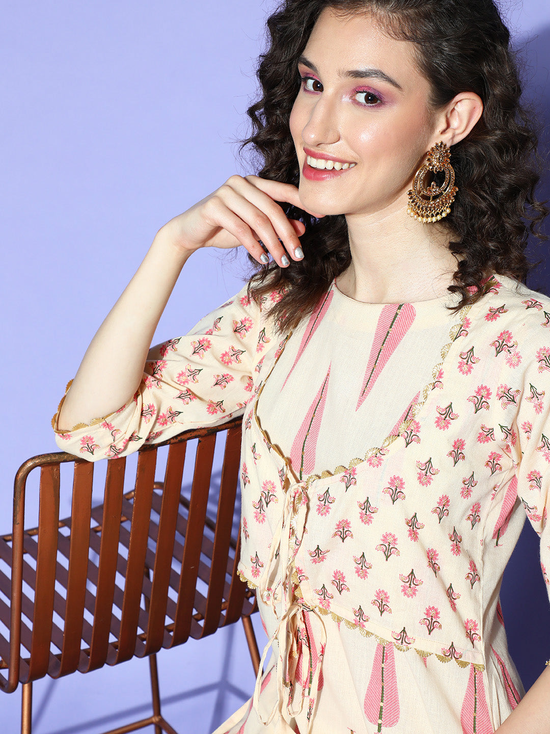 Off White Printed Indian Kurtas for Women - Cotton Kurtis