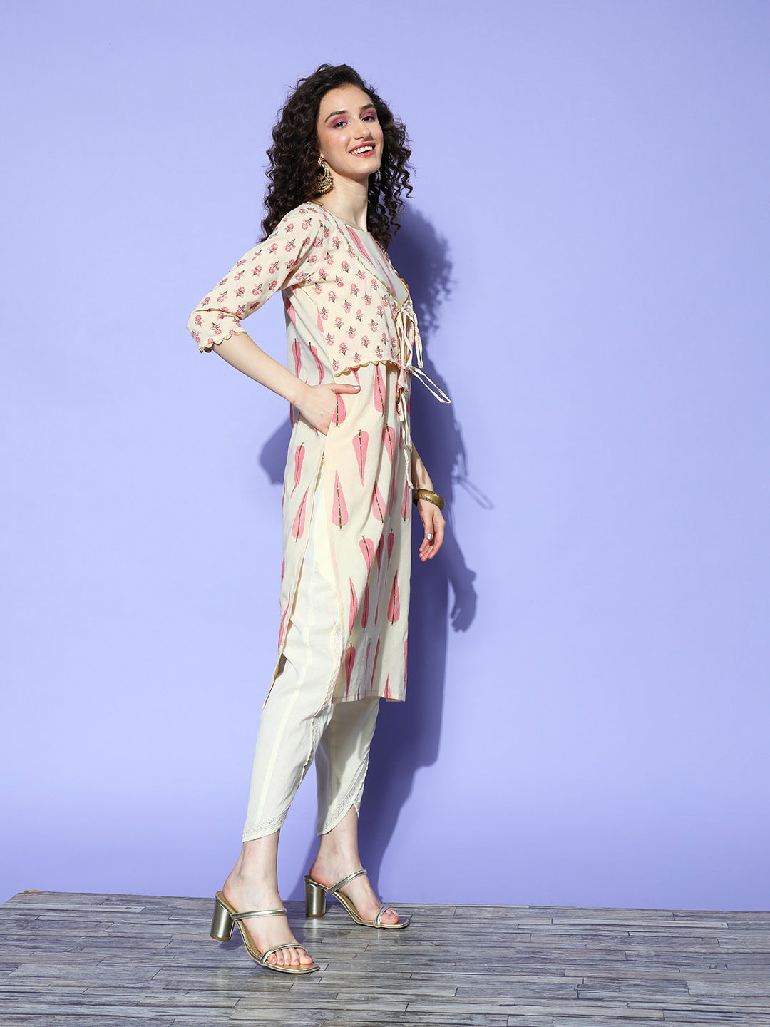 Off White Printed Indian Kurtas for Women - Cotton Kurtis