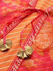 Orange Striped Layered Ethnic Maxi Dress-AHDRCRFP-960-FF