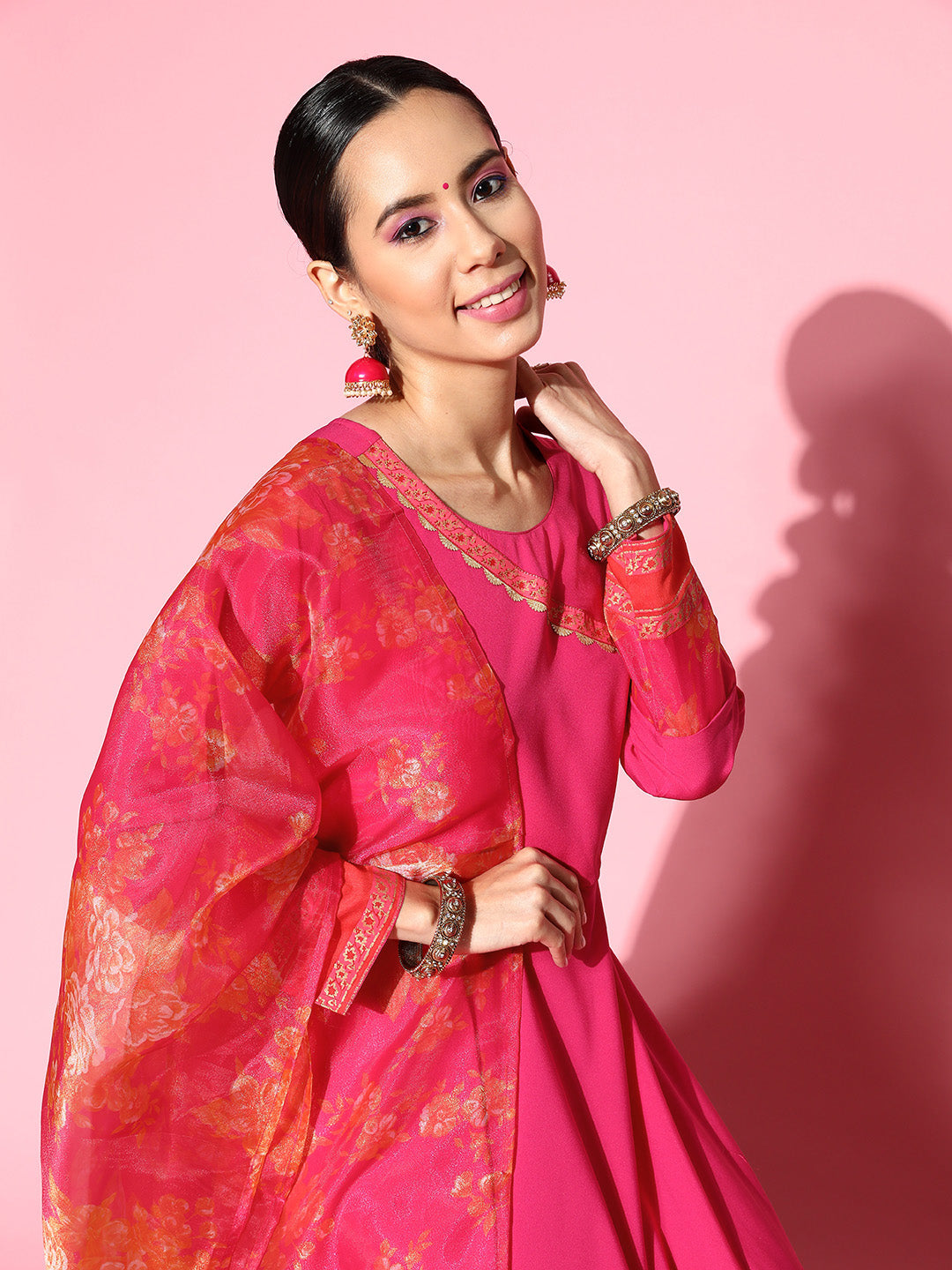 Ethnic Motifs Maxi Dress | Crepe Fabric | Indian Dresses Online