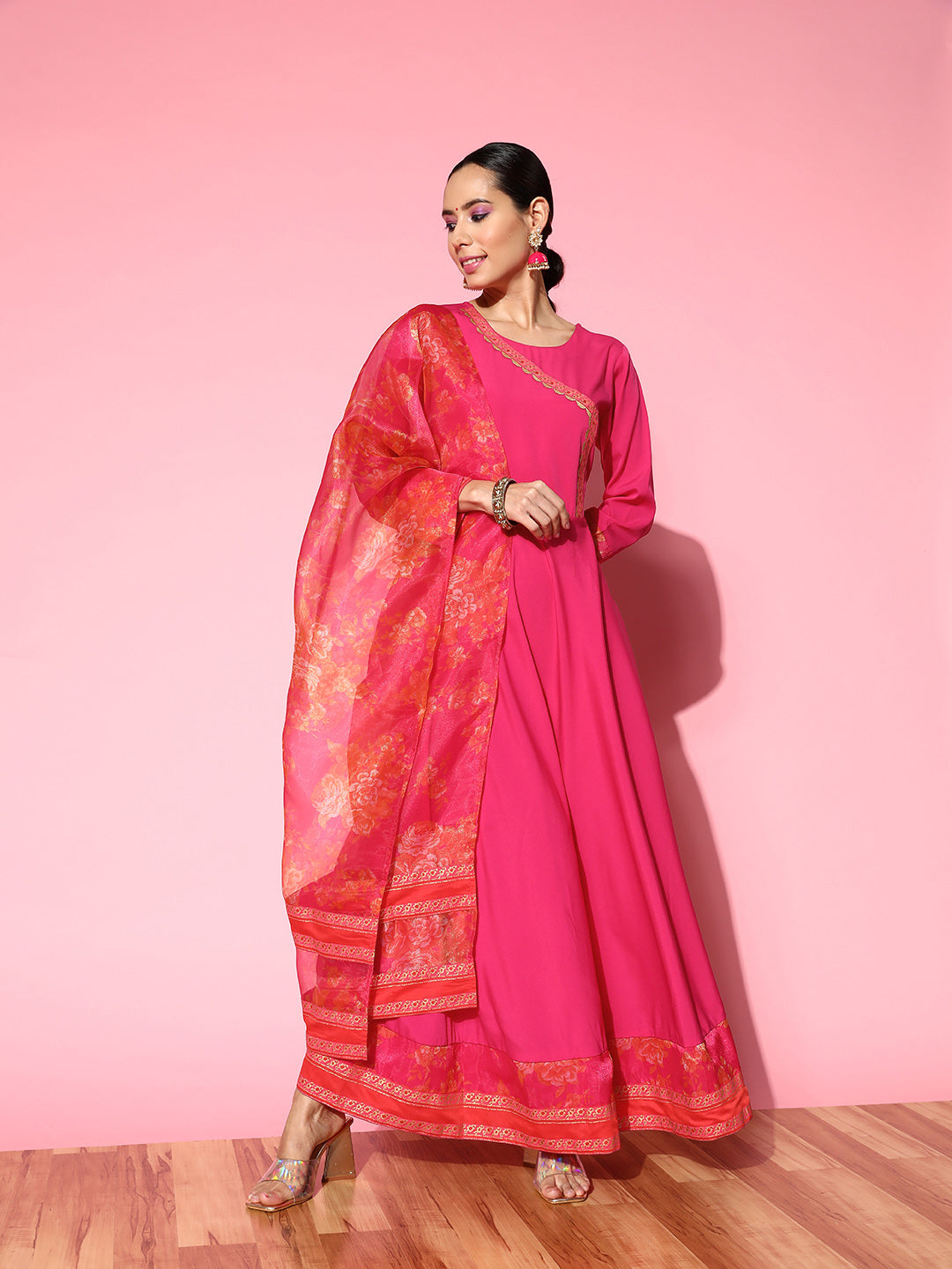 Ethnic Motifs Maxi Dress | Crepe Fabric | Indian Dresses Online