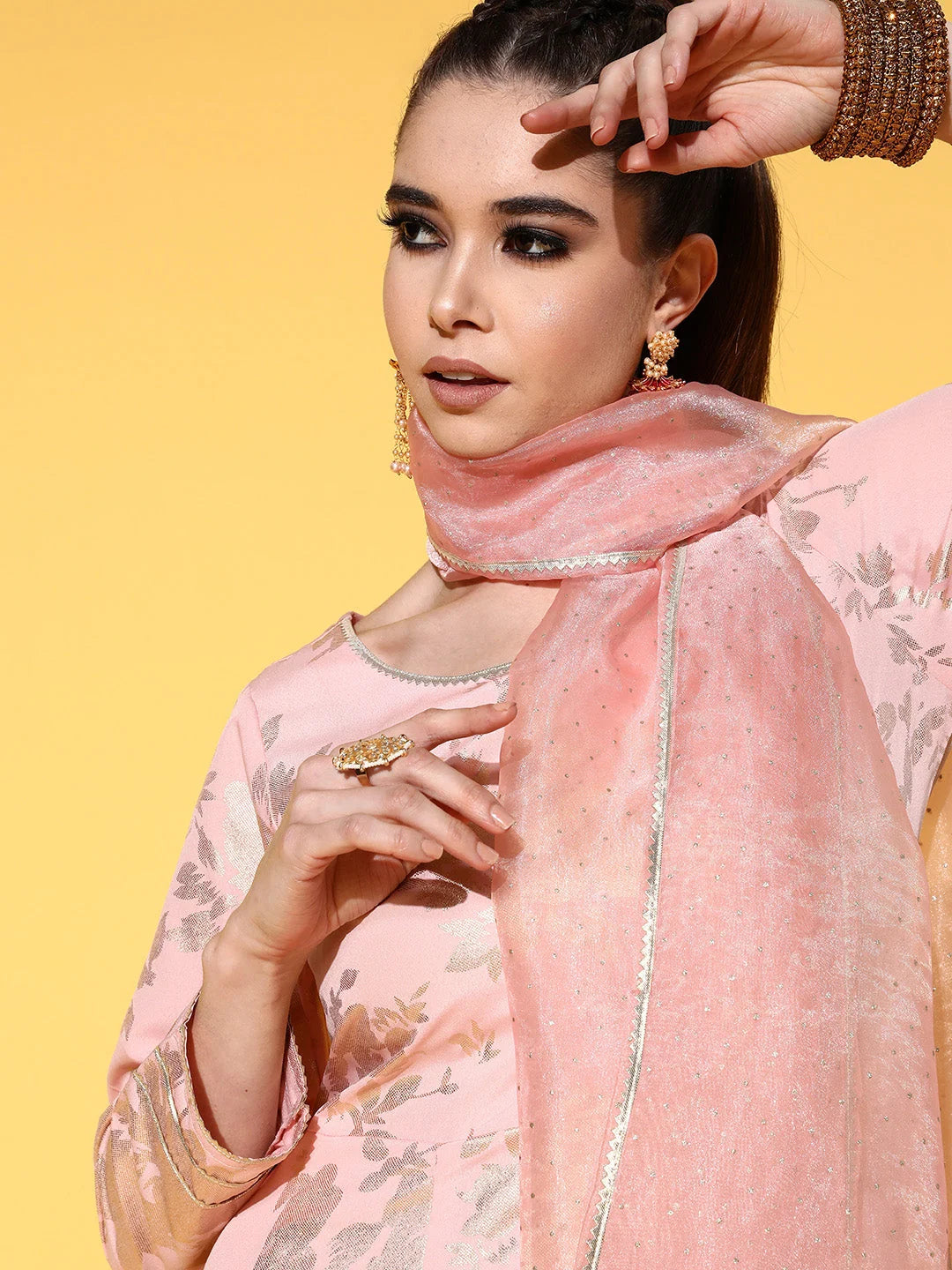 Pink Printed Gotta Patti Indian Dress with Dupatta | Online