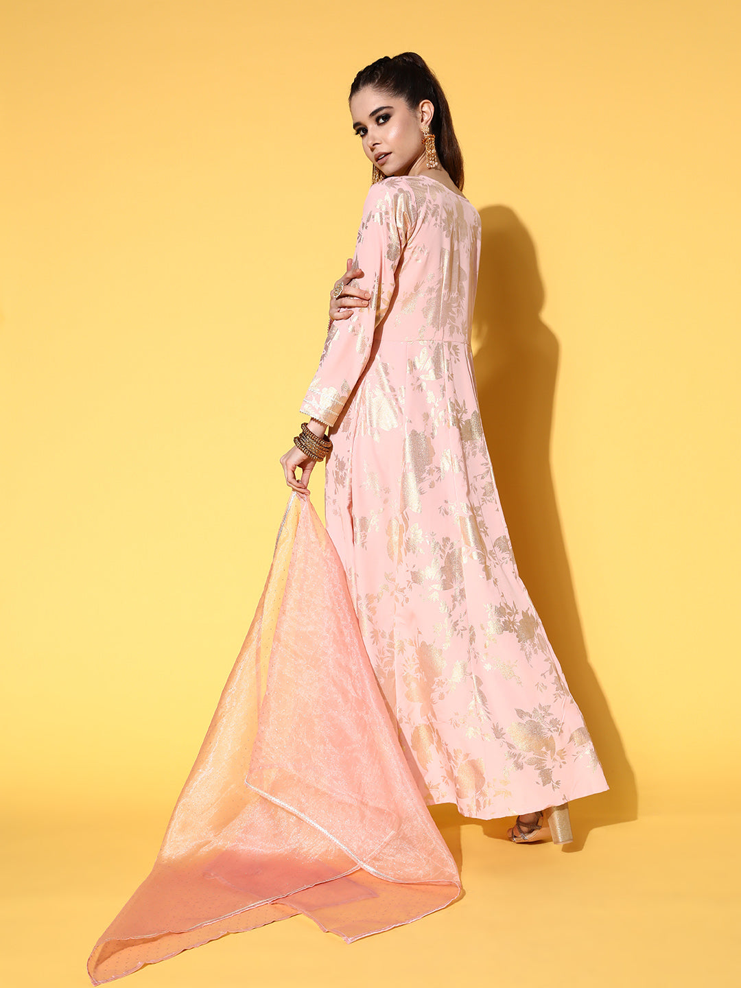 Pink Printed Gotta Patti Indian Dress with Dupatta | Online