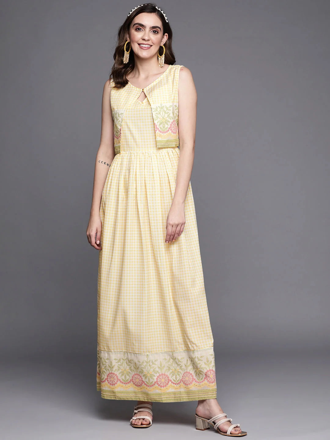 Women's Checked Maxi Dress | Indian Dresses Online