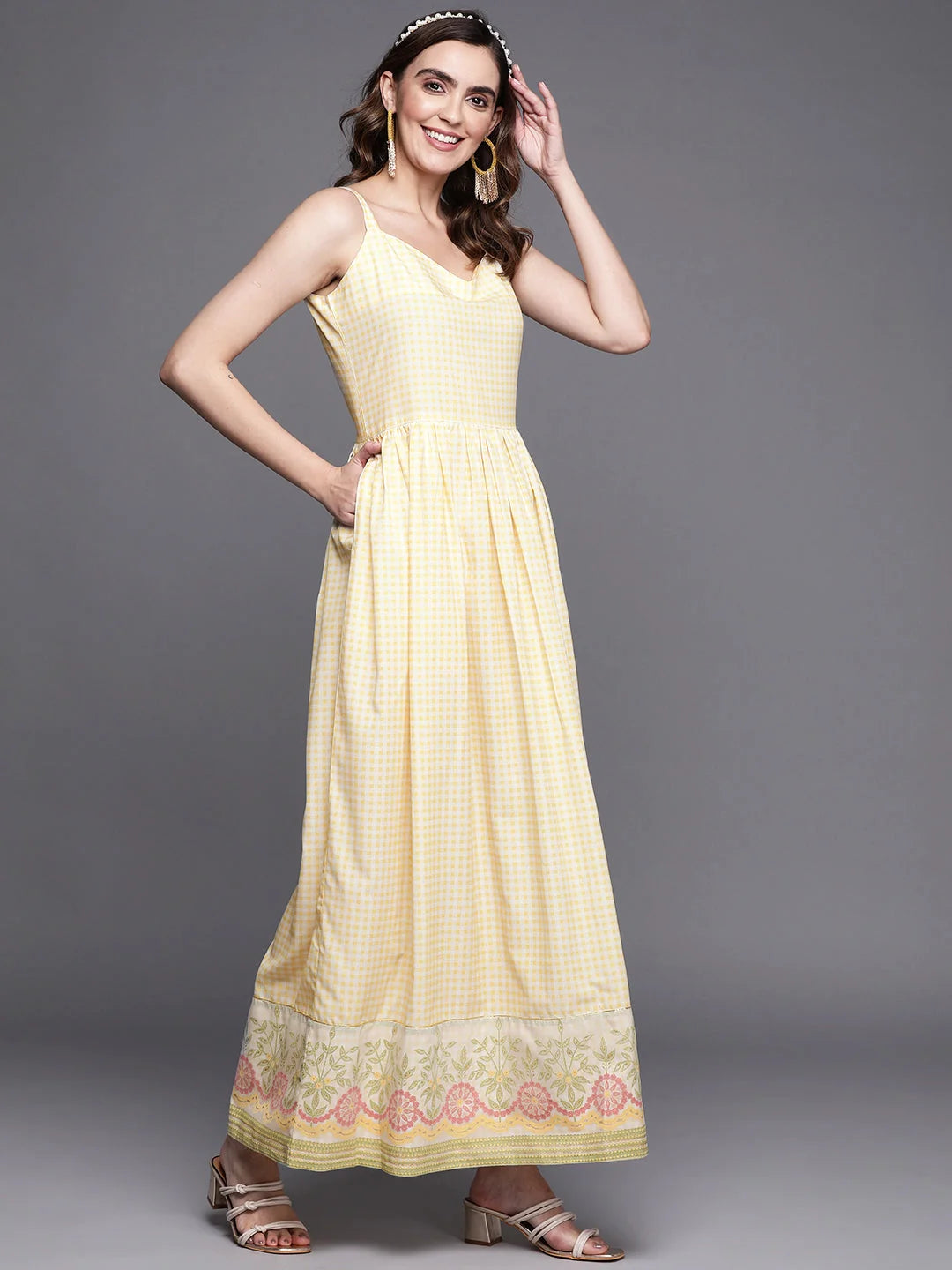 Women's Checked Maxi Dress | Indian Dresses Online