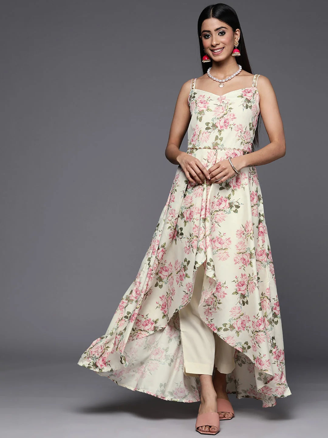 Floral Printed Kurta Set with Gotta Patti | Indian Women's Kurta