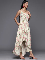 Women Floral Printed Empire Gotta Patti Kurta With Trousers-AHDRPN-COMBO-607