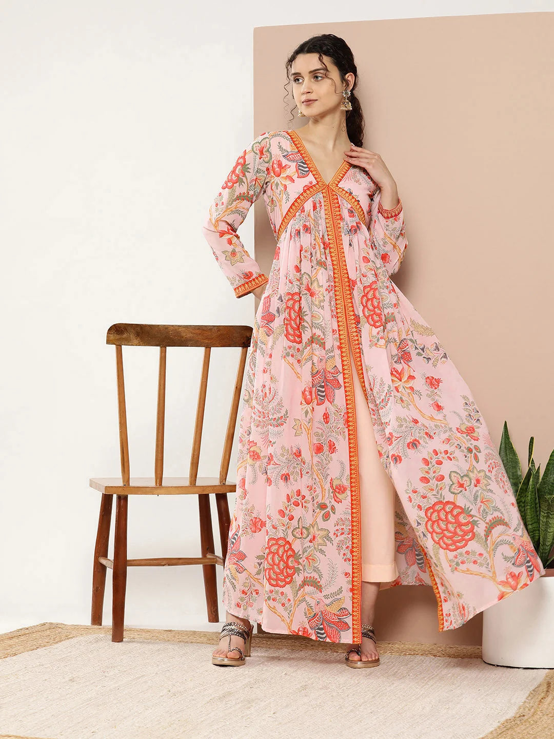 Pink Floral Printed Kurta - Women's Kurta Sets India