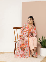 Pink Floral Printed High Slit Kurta with Trousers-AHDRPN-COMBO-617-ICH