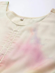 Abstract Printed Gotta Patti Puff Sleeves Chiffon Maxi Ethnic Dress-AHEDCFDP-182