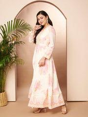 Women's Off WhiteTraditional Wear Ethnic Dress-AHEDCHKHGP-275