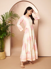 Women's Off WhiteTraditional Wear Ethnic Dress-AHEDCHKHGP-275