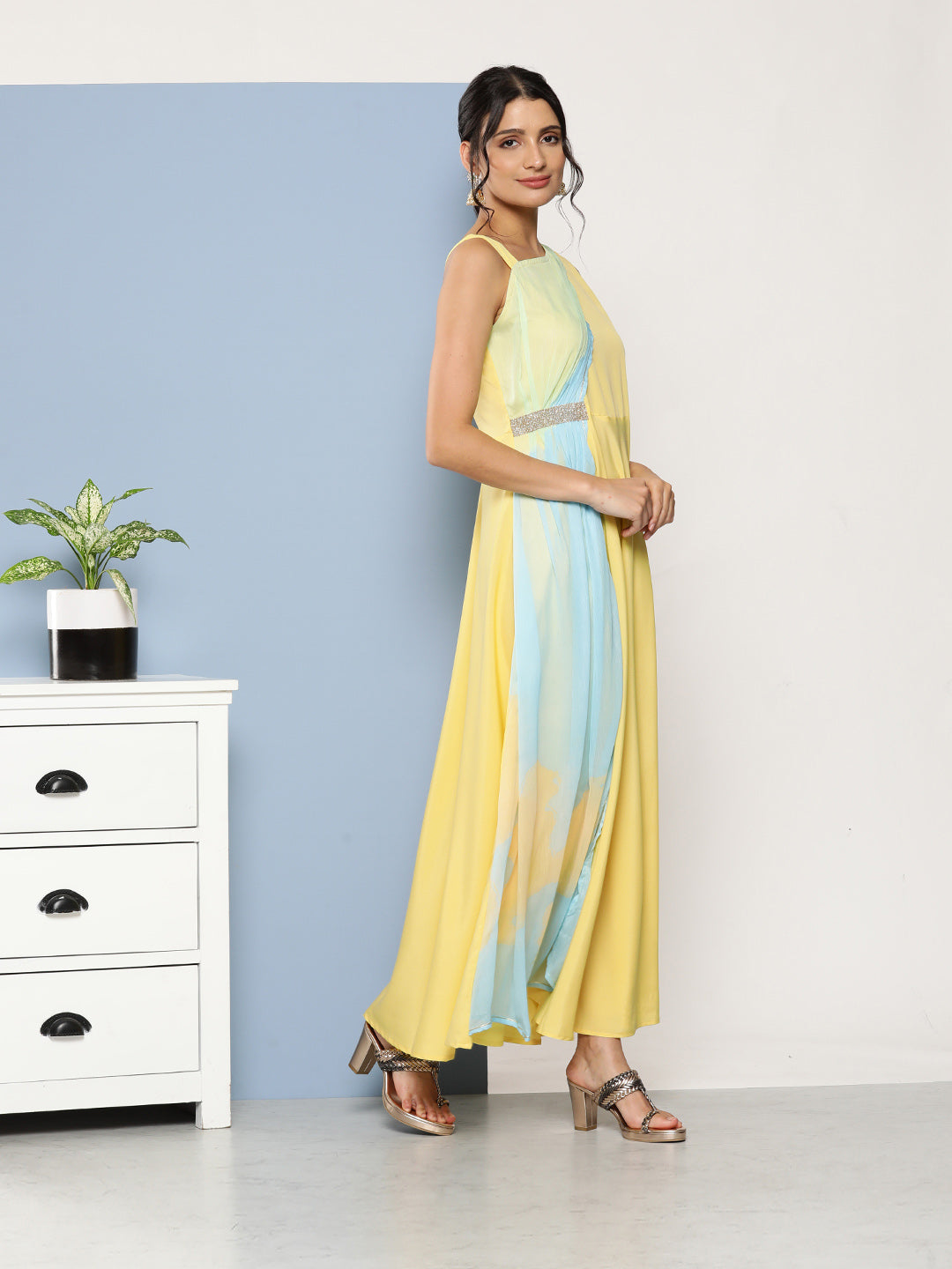 Colourblocked Maxi Dress | Indian Cotton Dresses Online
