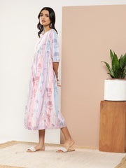 Lavender Floral Printed Maxi Ethnic Dress-AHEDCRDP-145-ICH