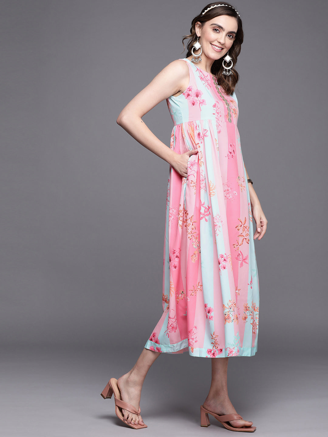 Floral Empire Midi Dress | Women's Indian Dresses