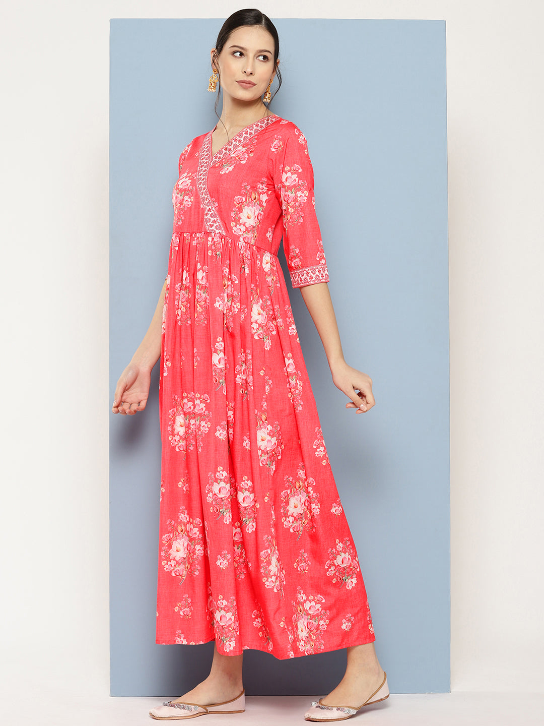 Floral Printed Maxi Dress | Empire Waist | Indian Dresses