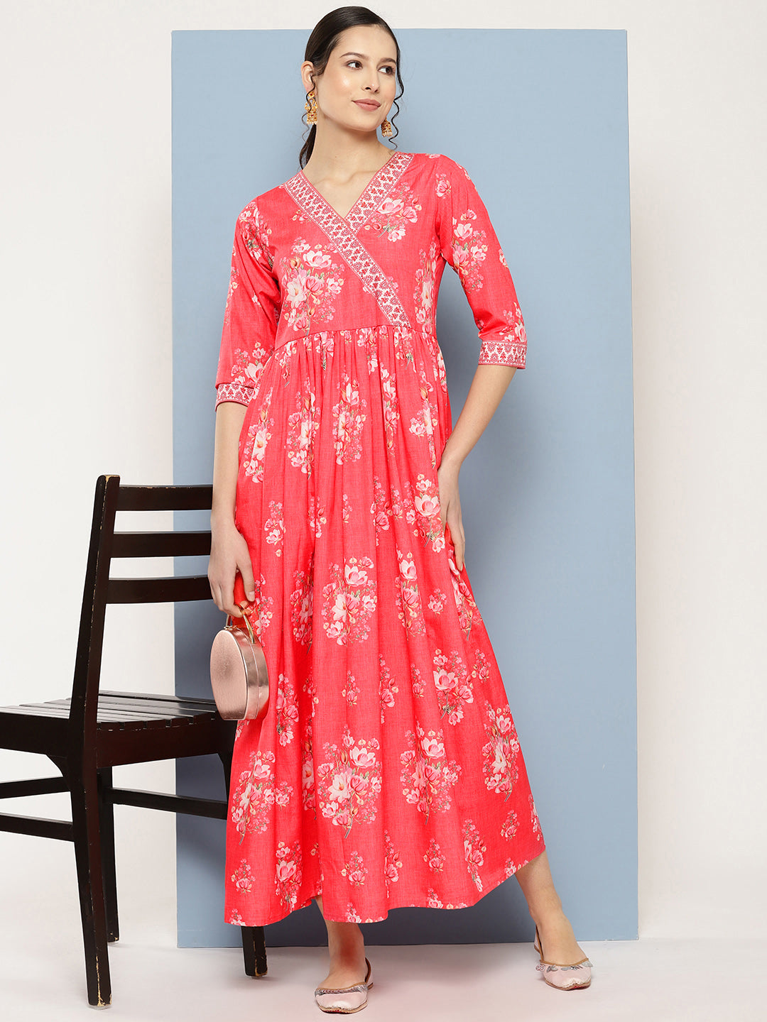 Floral Printed Maxi Dress | Empire Waist | Indian Dresses