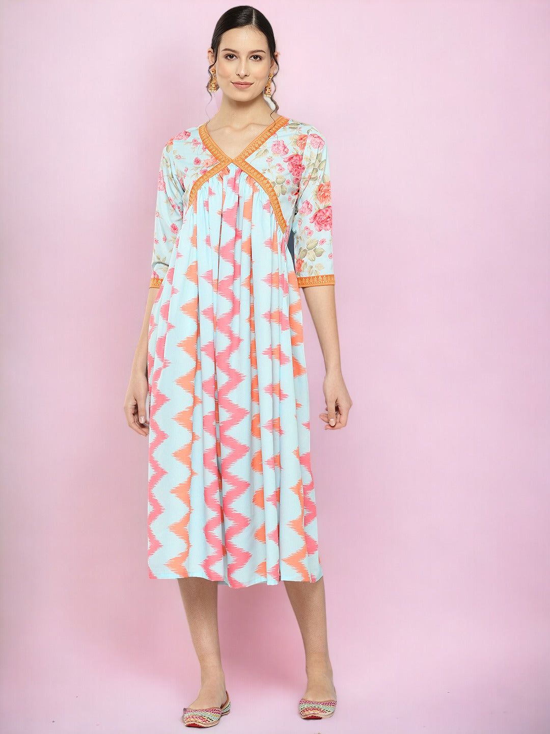 Floral Midi Empire Dress | Indian Dresses Online