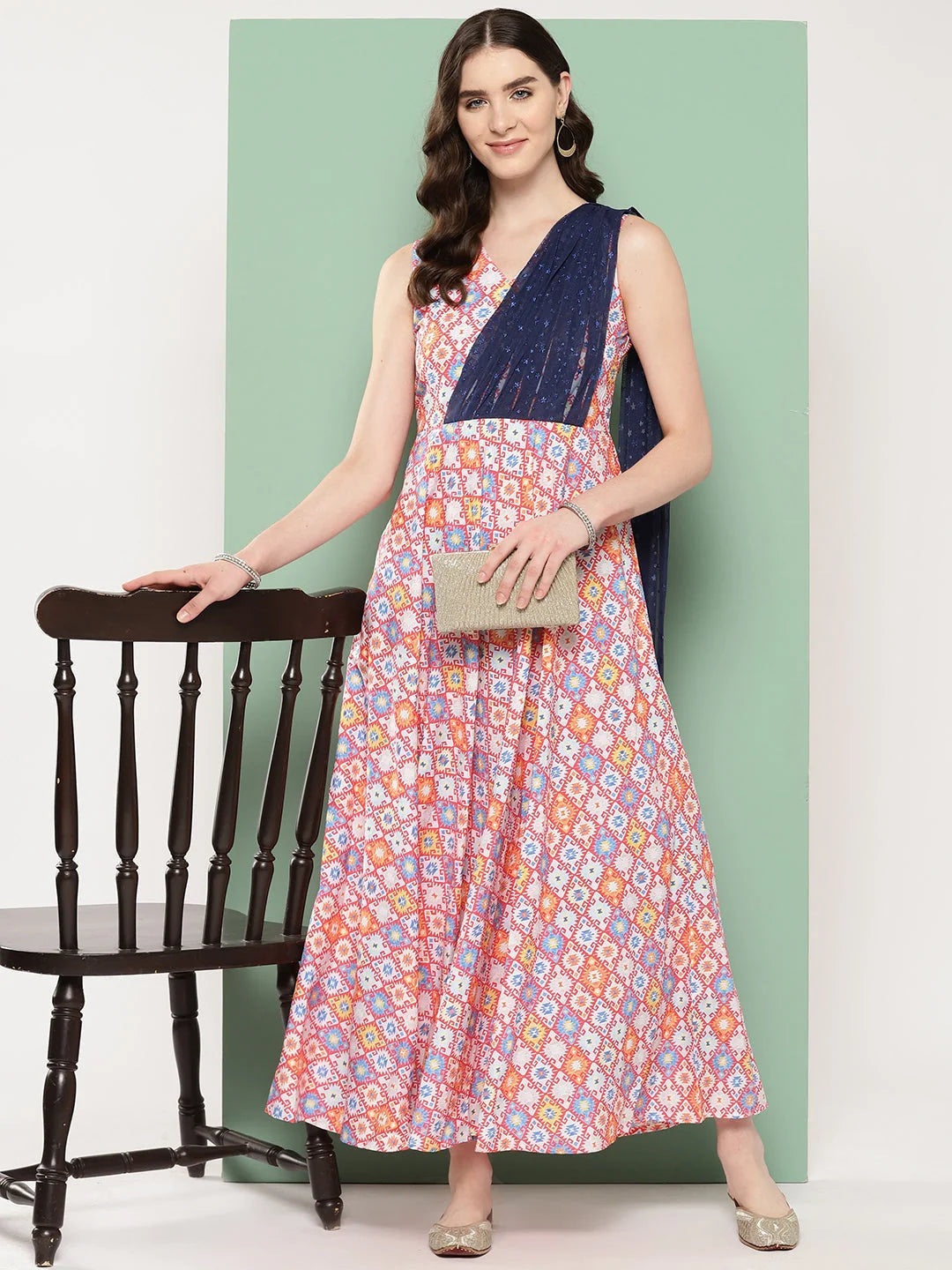 Abstract Print Empire Dress - Shop Indian Dresses Online