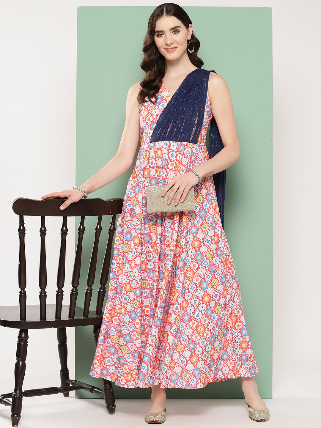 Abstract Print Empire Dress - Shop Indian Dresses Online