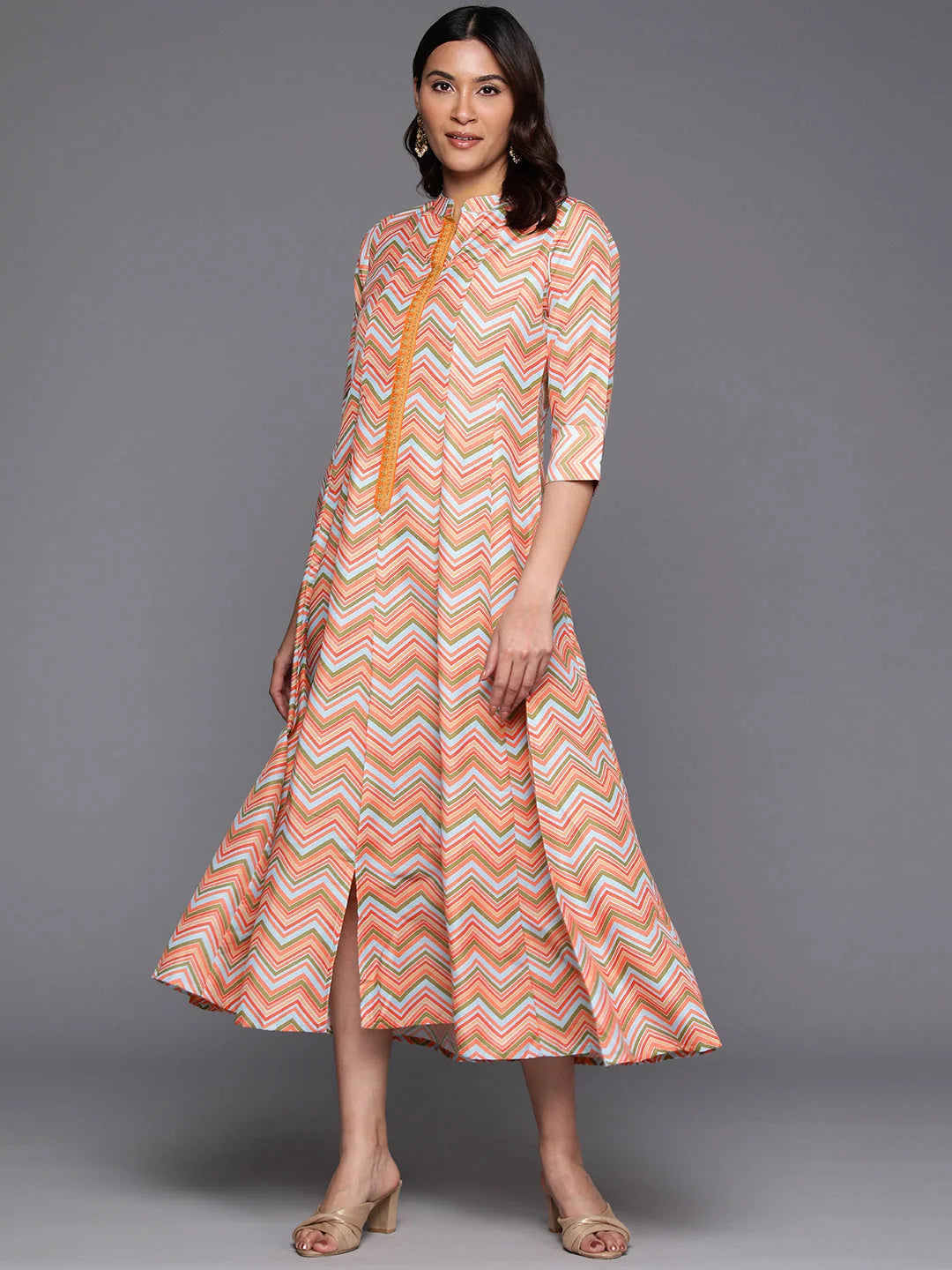 Chevron Midi Dress - Women's Western Wear Online India