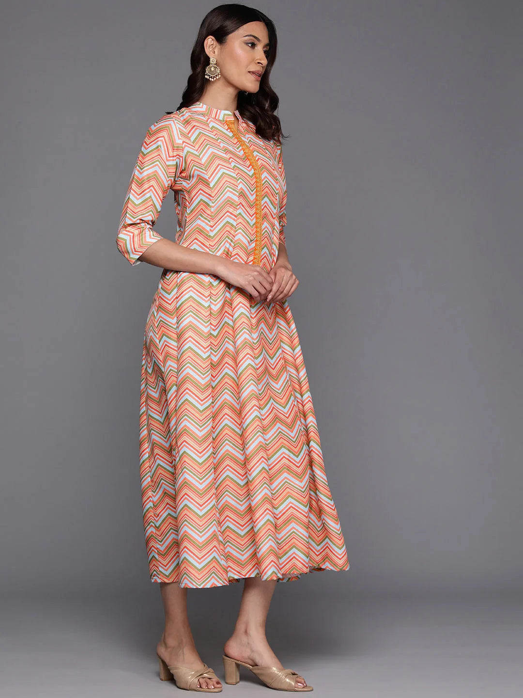 Chevron Midi Dress - Women's Western Wear Online India