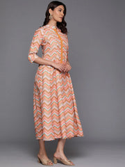 Women Chevron Printed A-line Midi Dress-AHEDCRDP-233