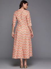 Women Chevron Printed A-line Midi Dress-AHEDCRDP-233