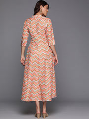 Women Chevron Printed A-line Midi Dress-AHEDCRDP-233