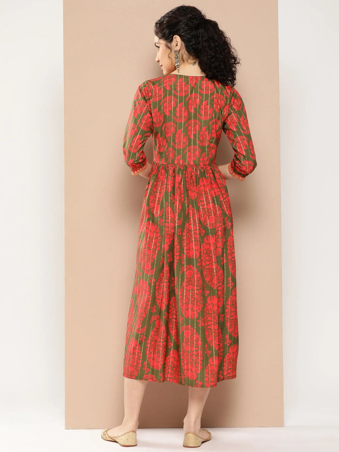 Floral Print Flared A-Line Midi Dress | Western Wear